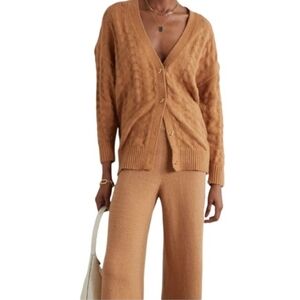STAUD Women's Camel Cardigan Sweater. Size L